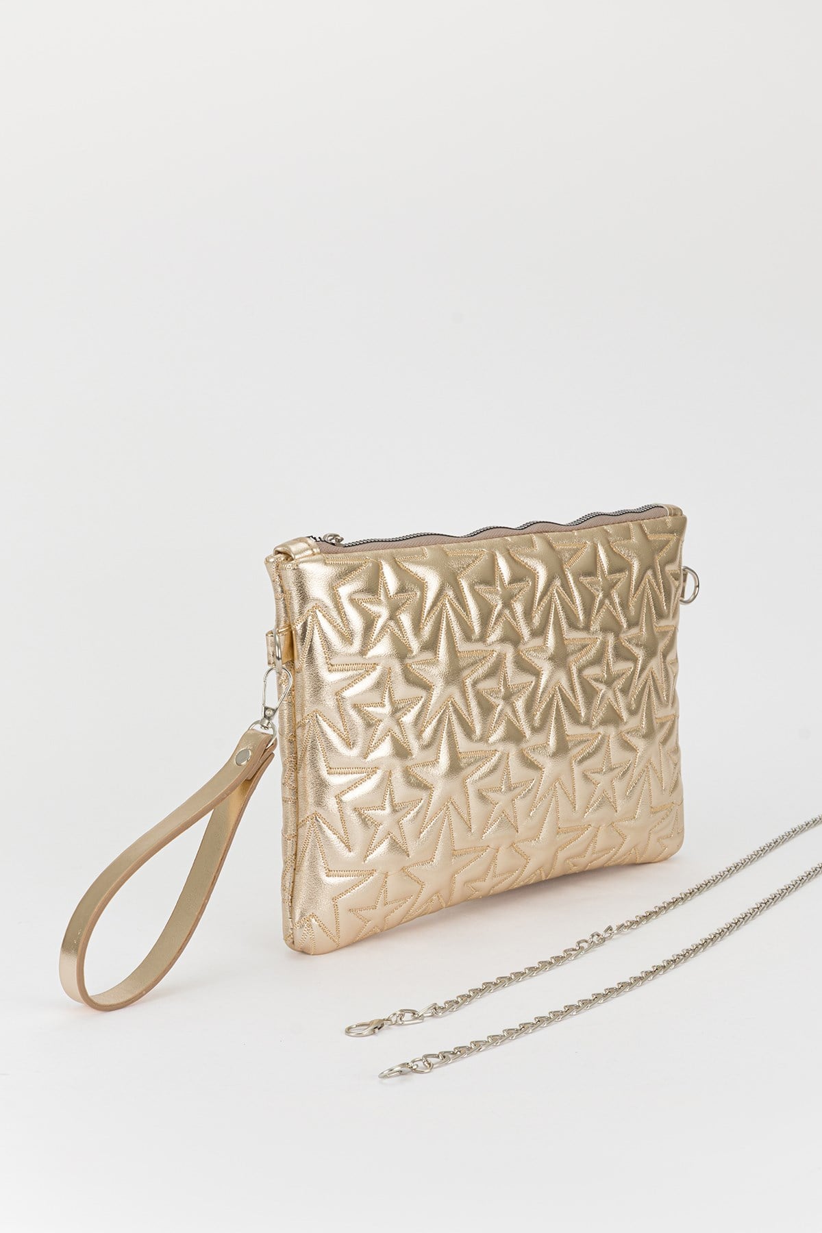 Yıldız Desen Clutch Çanta Gold