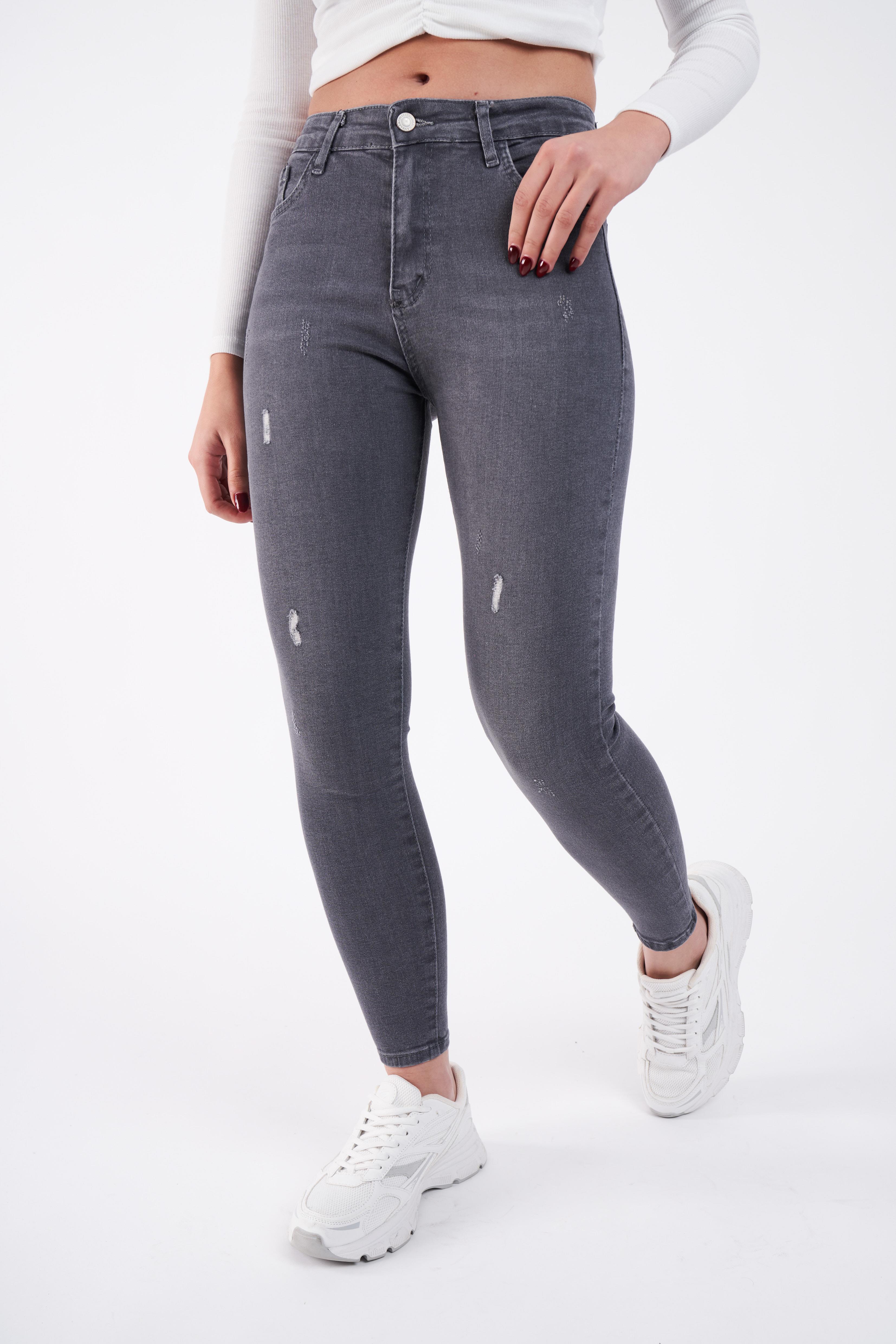 Yüksek Bel Dar Paça Jean Pantolon Antrasit