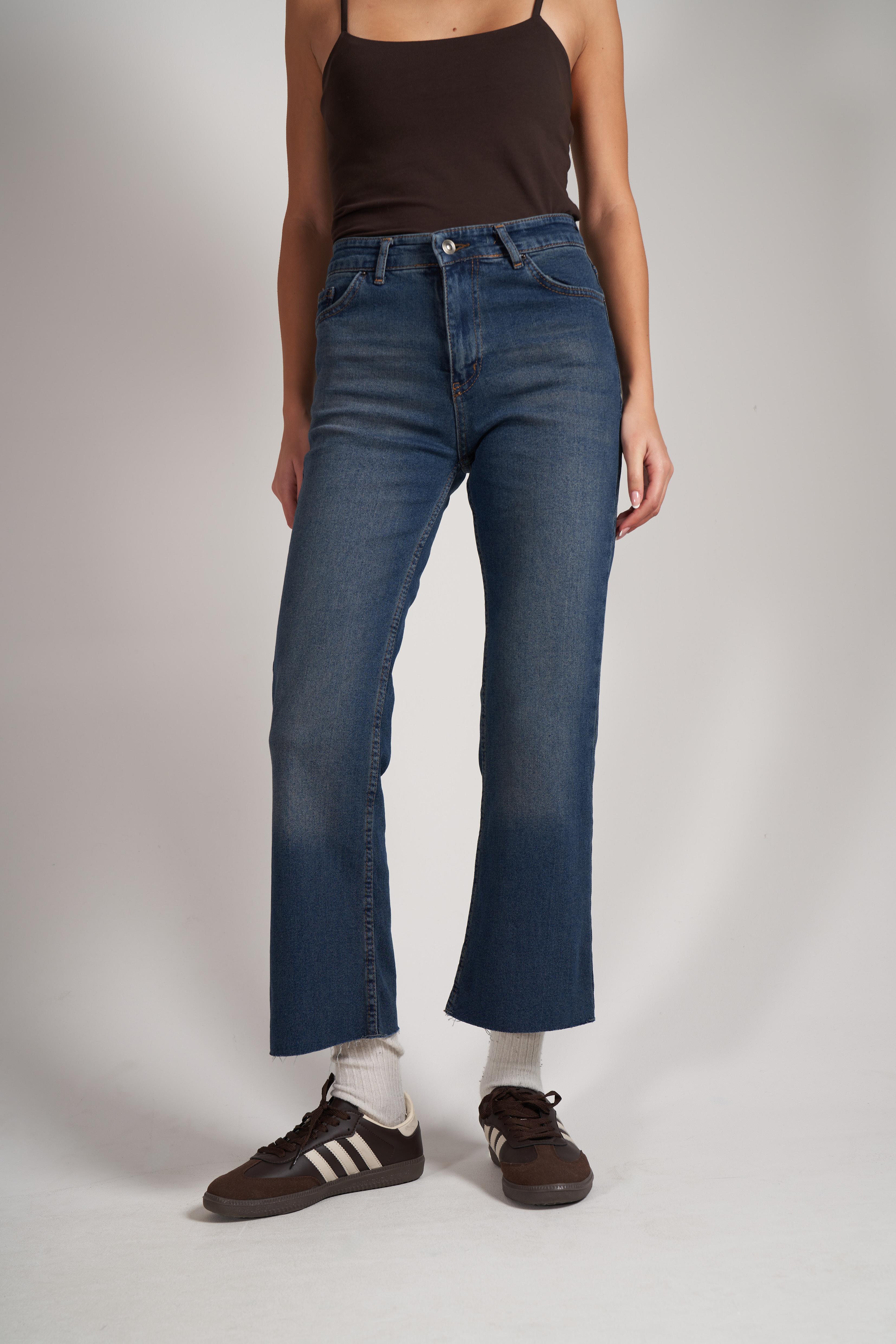 Yüksek Bel Yıkamalı Jean Pantolon Kahve Tint