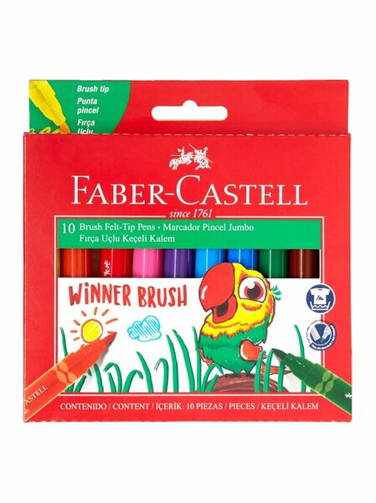 Faber Castell Winner Brush Fırça Uçlu Jumbo Keçeli Kalem 10 Renk