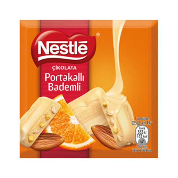 Nestle Beyaz Çikolata Portakallı Bademli Kare 60 Gr.
