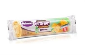 Polmix Büzgülü Çöp Poşeti Orta Boy 55 x 60 cm 10 Adet - Limon