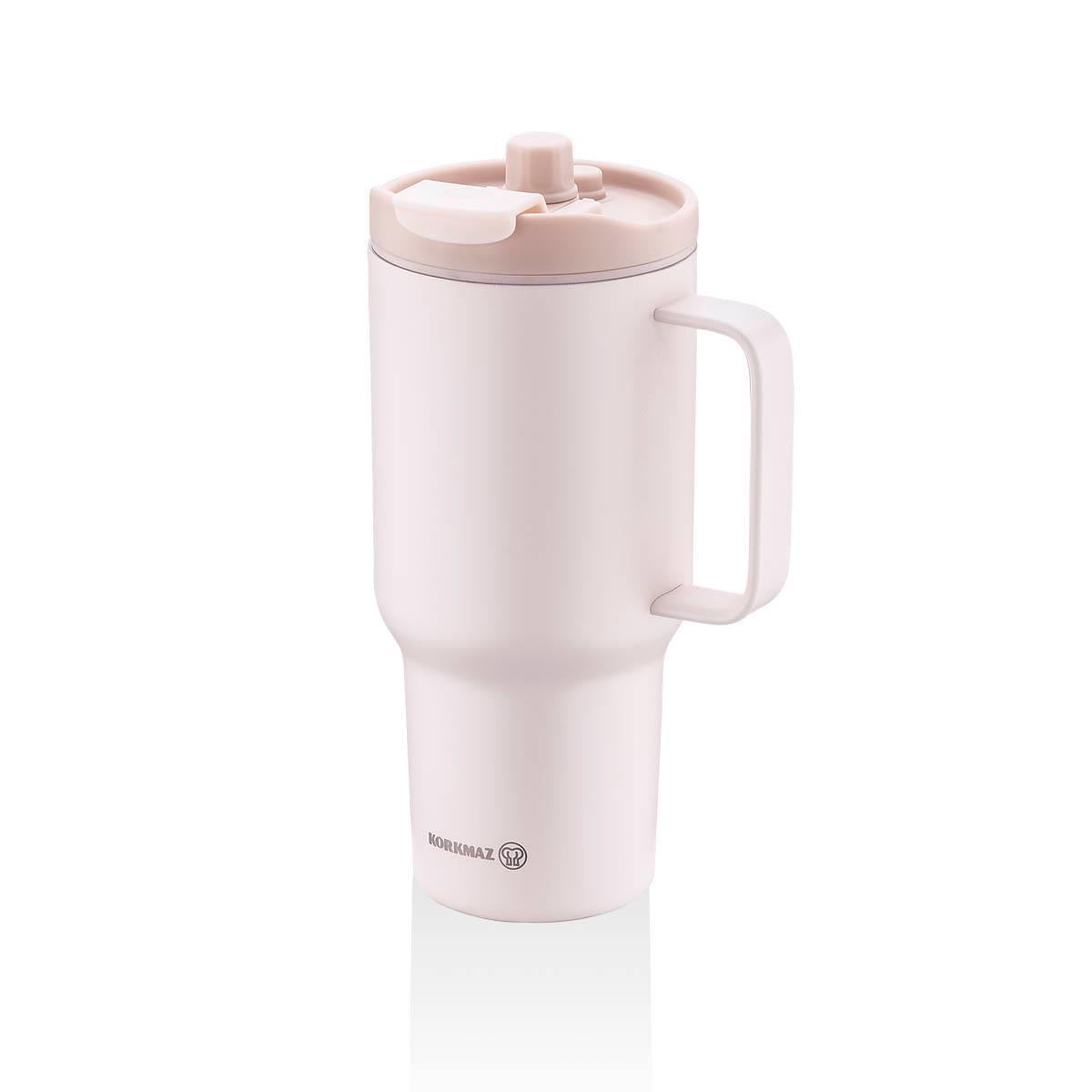 Korkmaz Freedom 1 Litre Pudra Pembe Pipetli Bardak Termos A5577-1