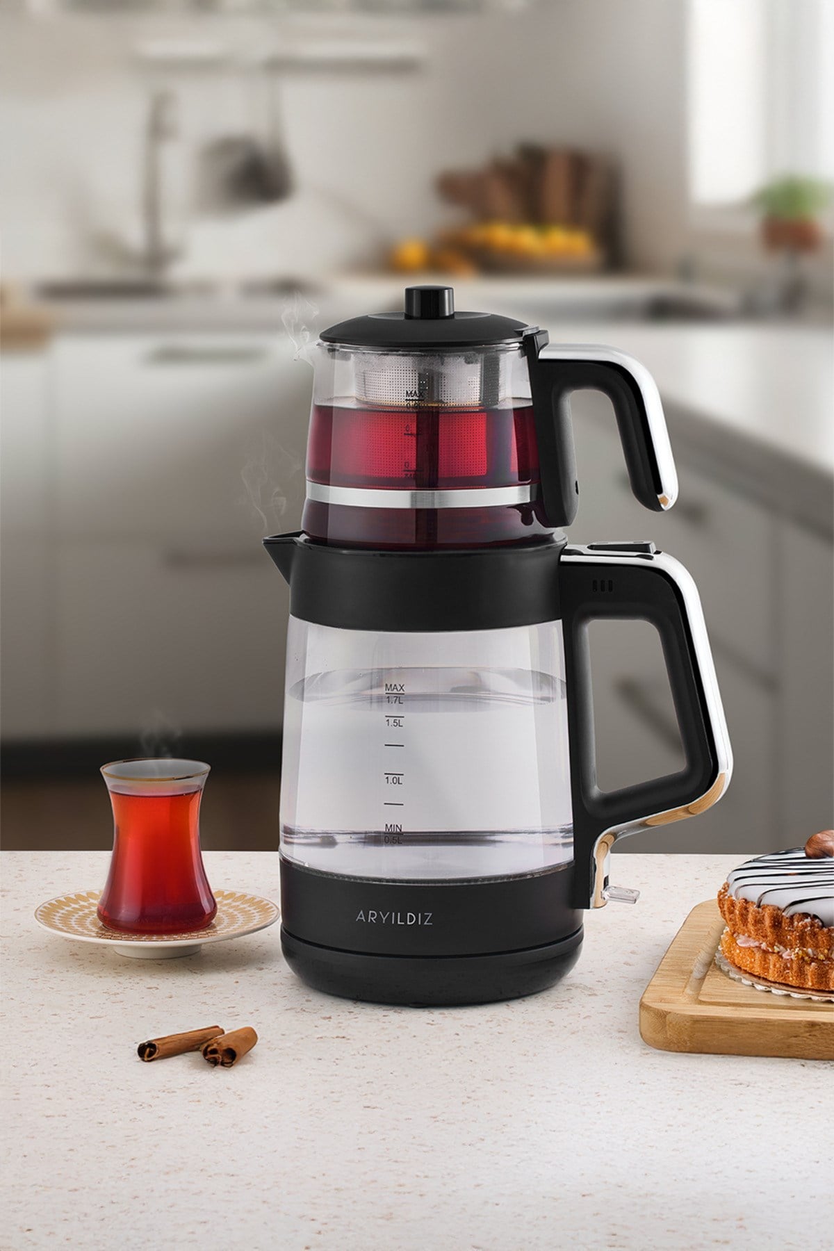 Aryıldız Tea Glow Siyah Çay Makinesi