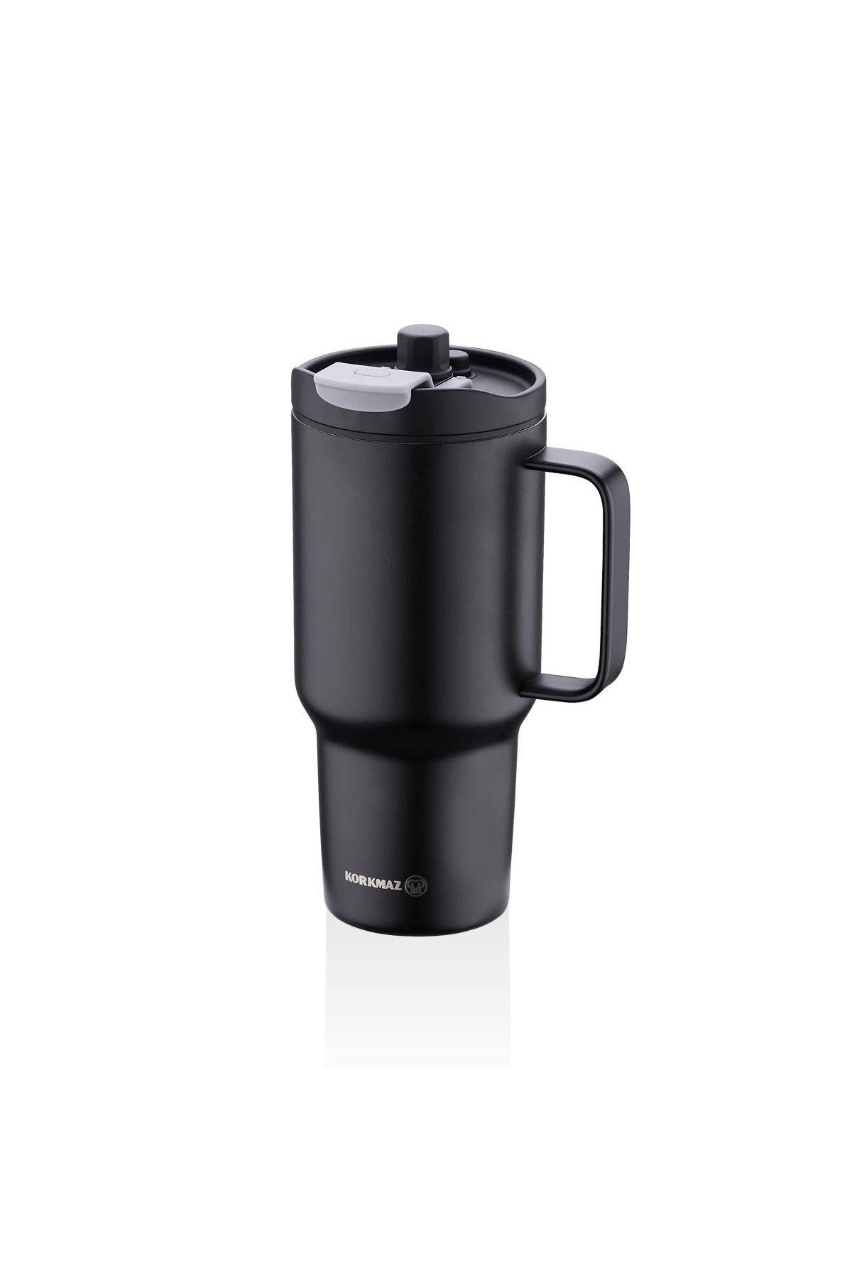 Korkmaz Freedom 1 Litre Siyah Pipetli Bardak Termos A5577