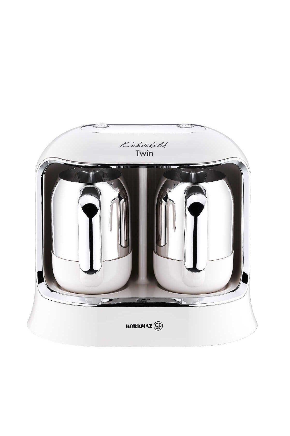 Korkmaz Kahvekolik Twin Kahve Makinesi Vanilya Krom A861-08