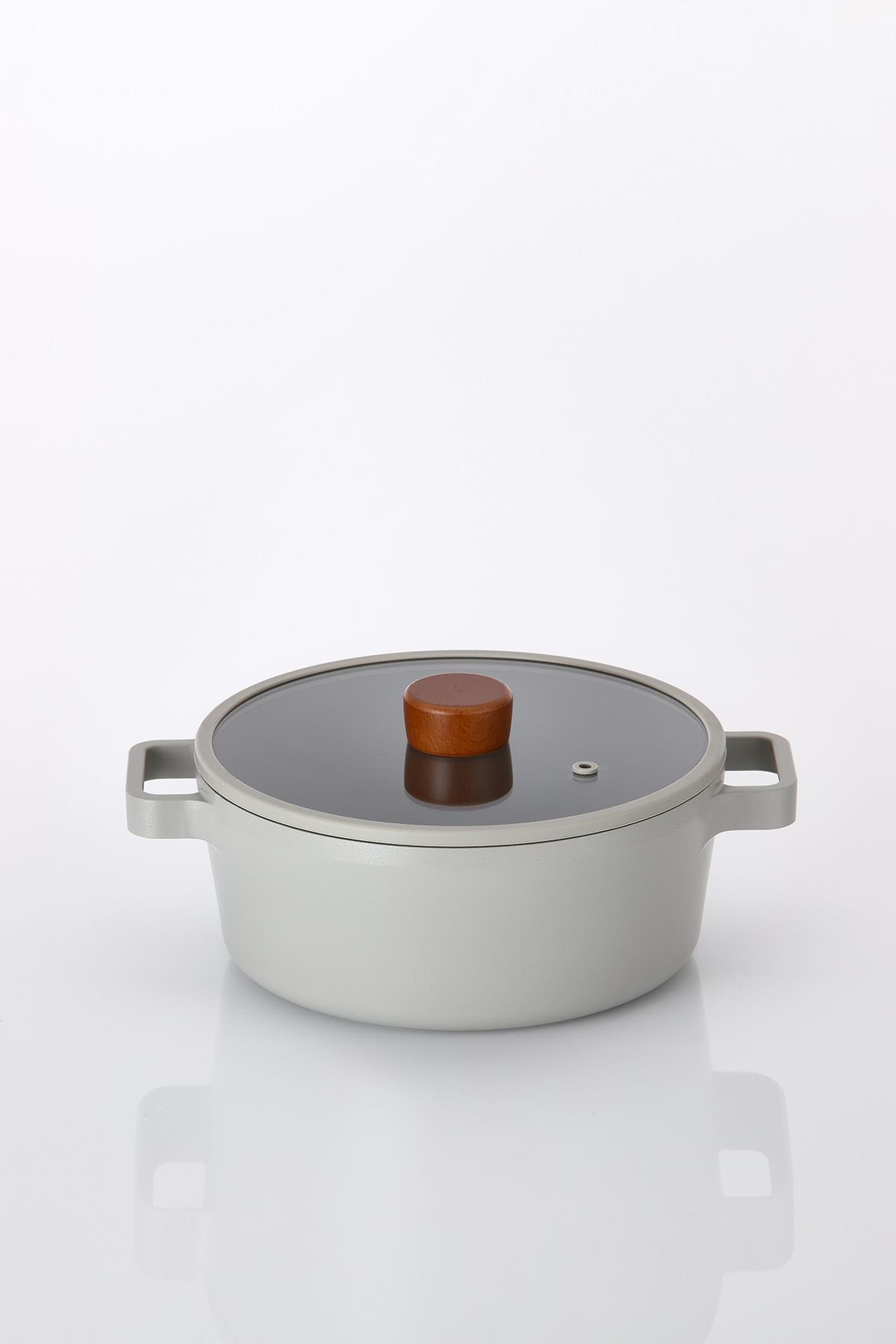 Neoflam Fika Alüminyum Döküm Tencere Gri Cam Kapaklı 18 cm