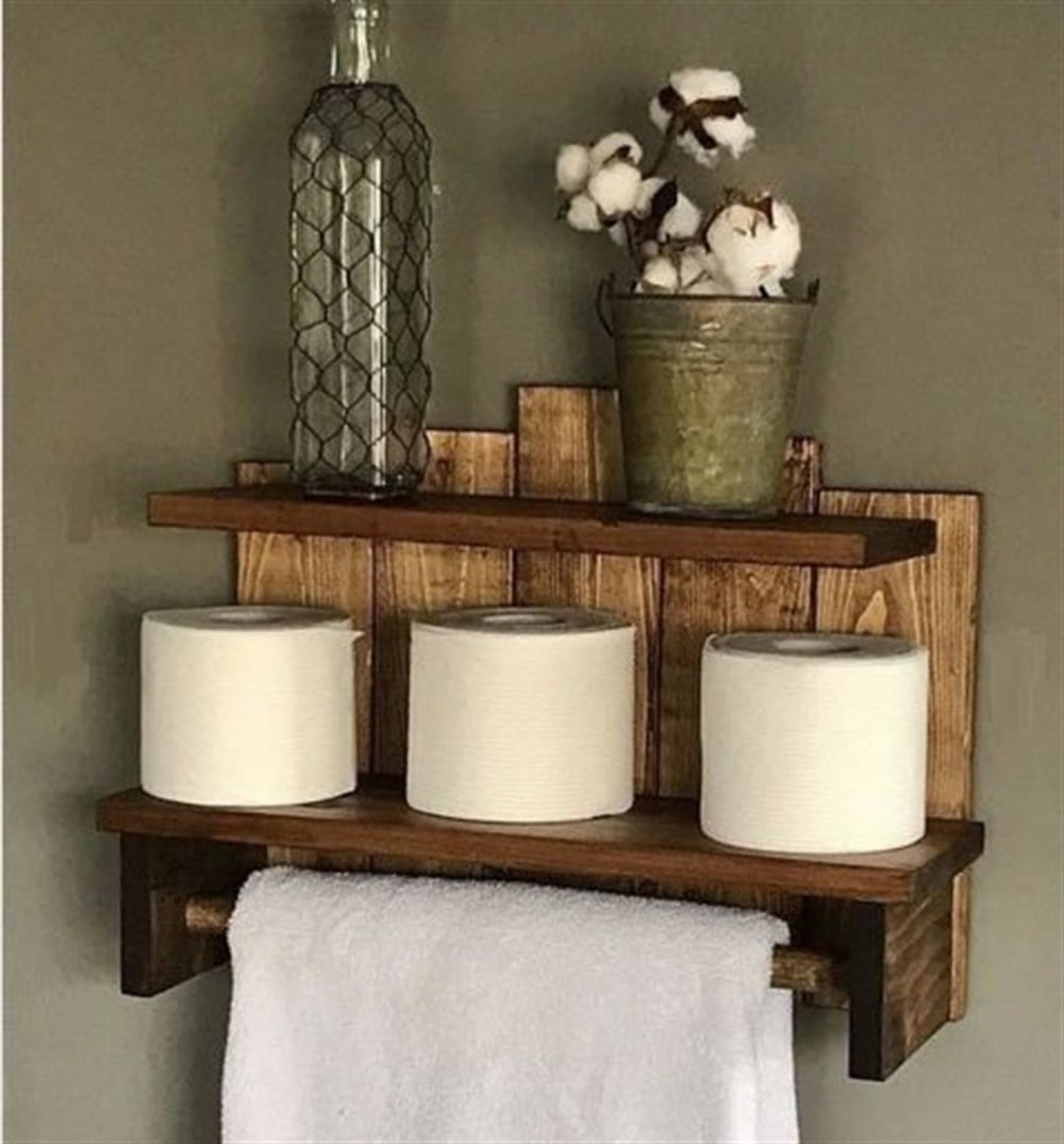 Tena Dekor Ahşap Banyo Rafı Havluluk Aksesuarı