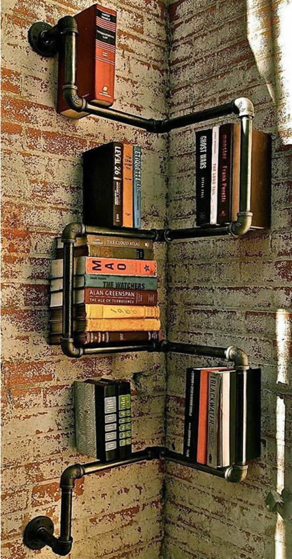Tena Dekor TD130219 Rustik Retro Vintage Tasarım Kitaplık Duvar Rafı Kütüphane