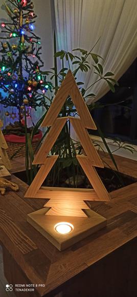 Ev Bahçe DekosayonuTena dekor Dekoratif Ahşap El İşi çam ağaci 1 tealight mumlukı