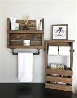 Tena Dekor 2li Banyo Aksesuarı Askılık Tuvalet Kağıtlığı Raf Seti
