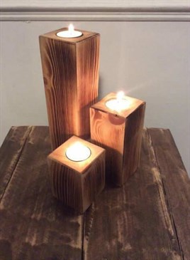 Tena Dekor 3lü Kütük Ağaç Tealight Mumluk