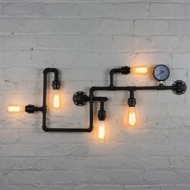 Tena Dekor Aplik Endüstriyel Tasarım Demir Boru 5li Duvar Lambası Labirent