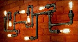 Tena Dekor Pipe TD2073 9lu Duvar Apliği Duvar Aydınlatması Retro Rustik Tarz Aplik Avize