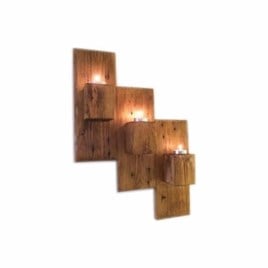Tena Dekor TD25915 Ahşap 3 Sıralı Duvar Aydınlatma Mumluk Tealight
