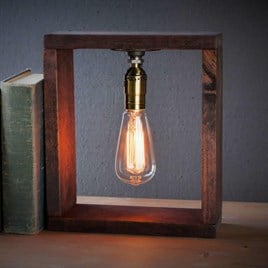 Tena Dekor Vintage Kare Ağaç Masa Lambası