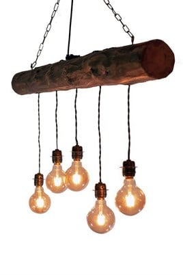 Tena Dekor wood TD220219 5li Kütük Ağaç Avize Sarkıt