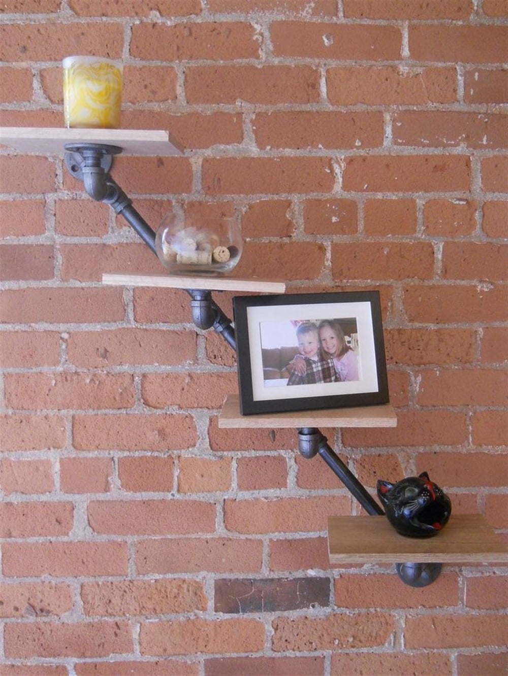 Tena Dekor 4 katlı su borusu+ahşap duvar rafı