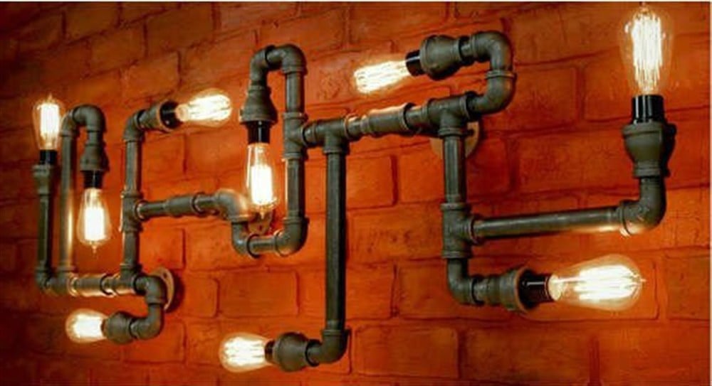 Tena Dekor Pipe TD2073 9lu Duvar Apliği Duvar Aydınlatması Retro Rustik Tarz Aplik Avize