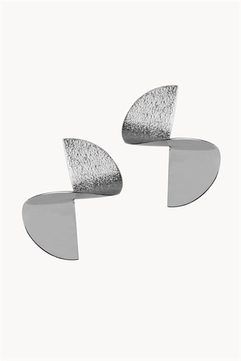 Yarım Daire Geometrik Küpe | Gümüş Kaplama - STELART