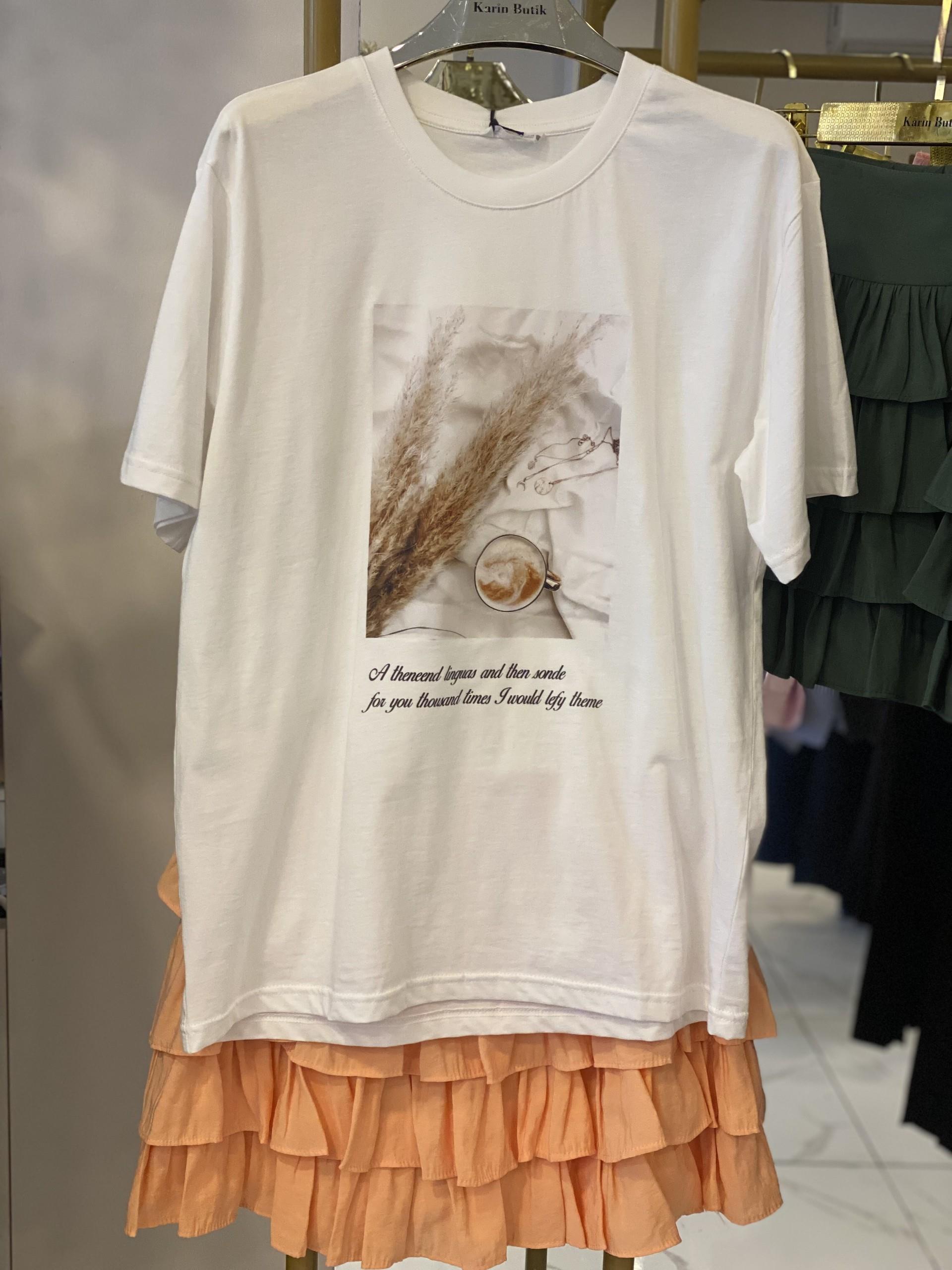 Beyaz Baskılı Tshirt