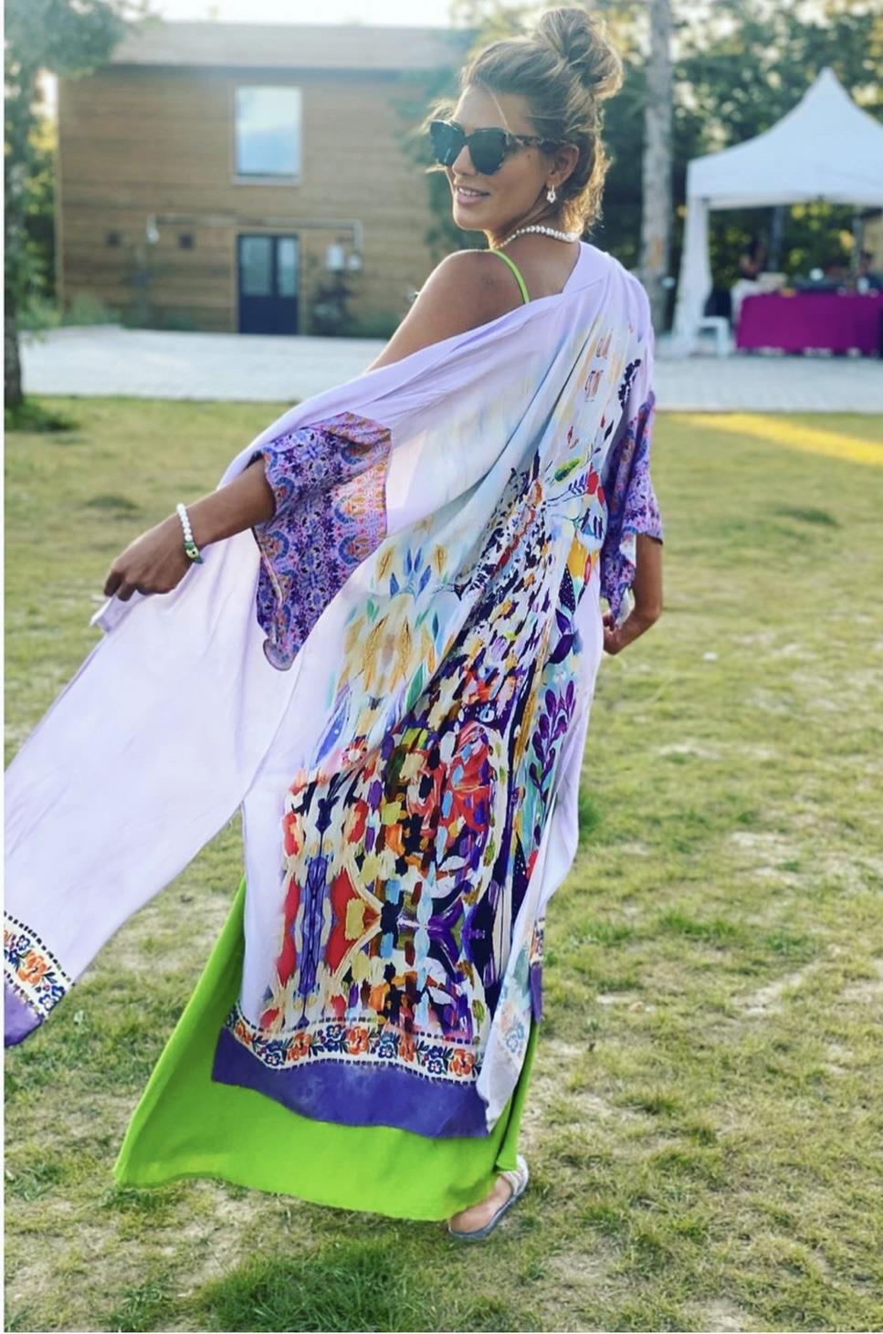 Jaguar Baskılı Lila Kimono