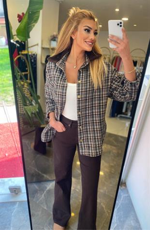 Kahverengi Wide Leg Jean Ms