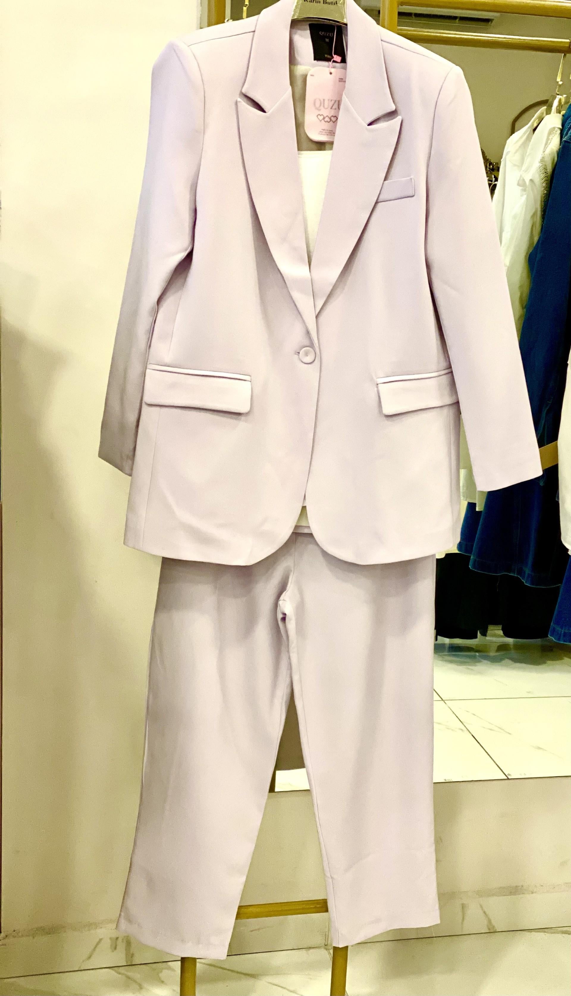 Lila Ceket Pantolon Takım