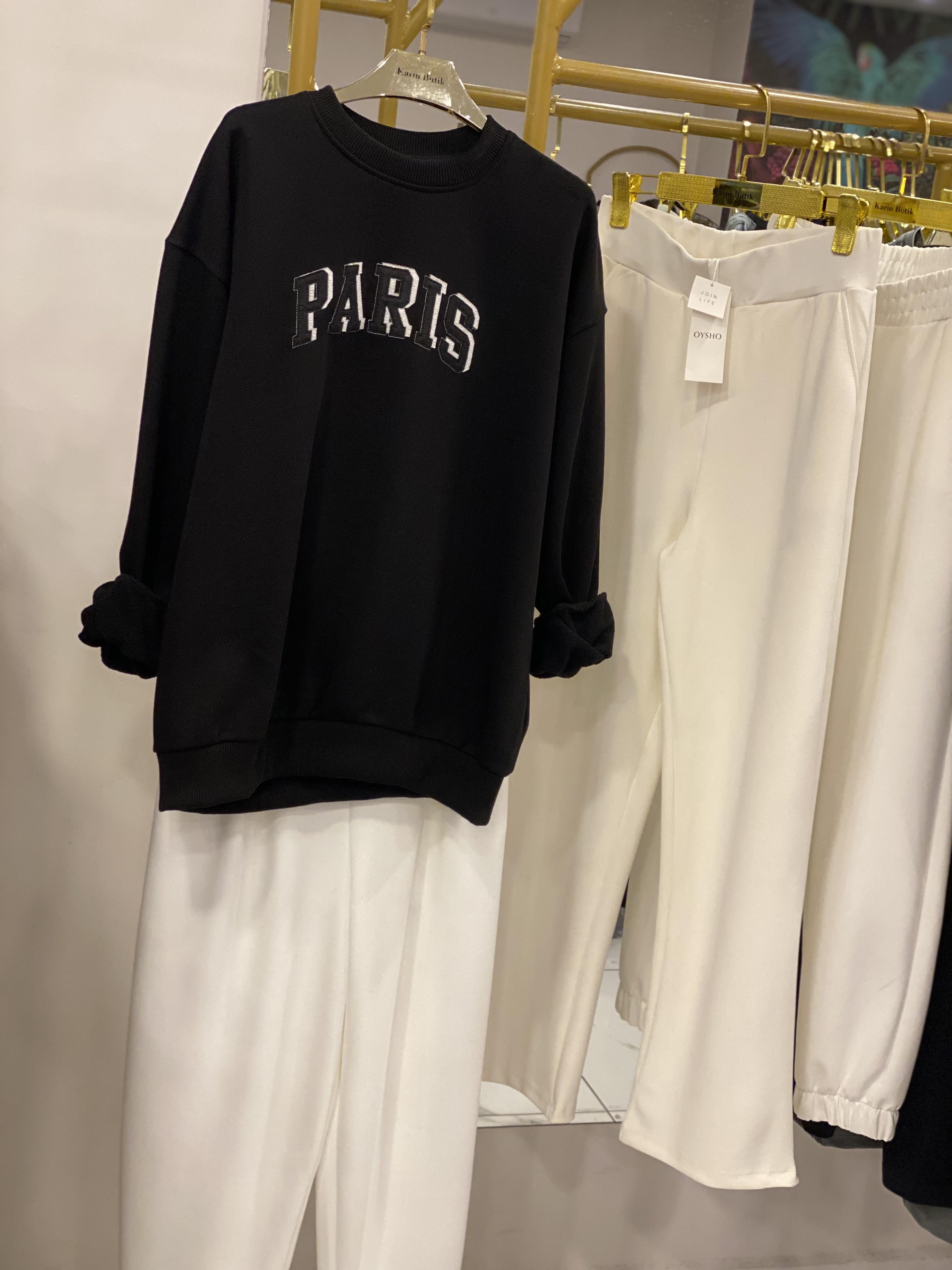 Paris Siyah Sweatshirt 