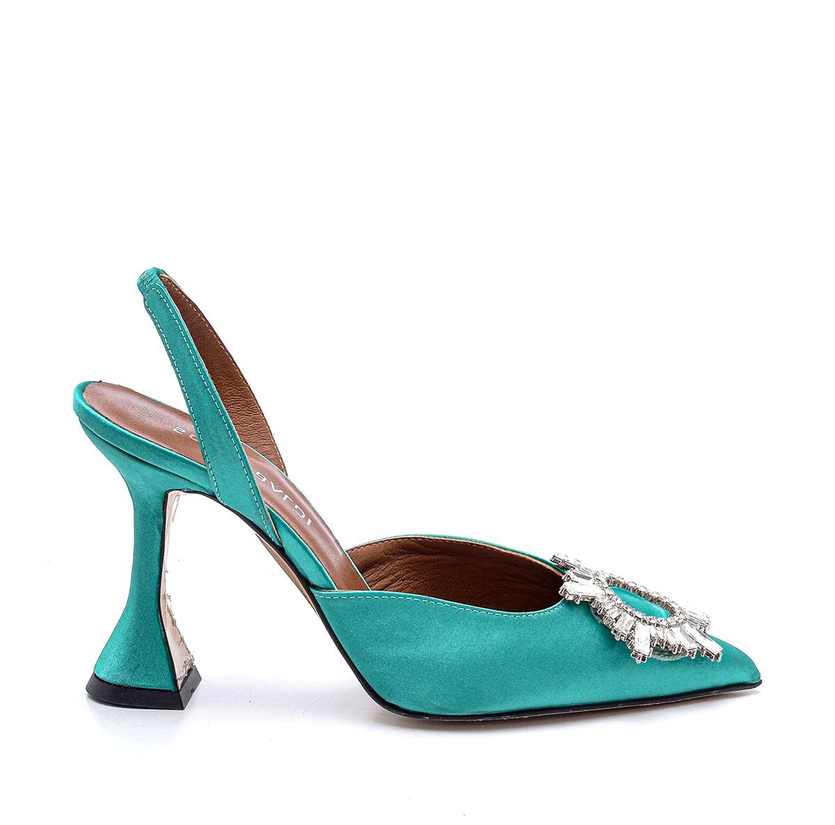 Ancelıne A Yeşil Saten  Kadın Stiletto & Abiye