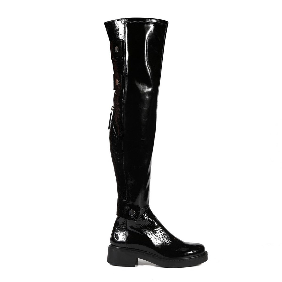 EGESTA SİYAH KIRIŞIK RUGAN STREÇ KADIN Diz Üstü Çizme