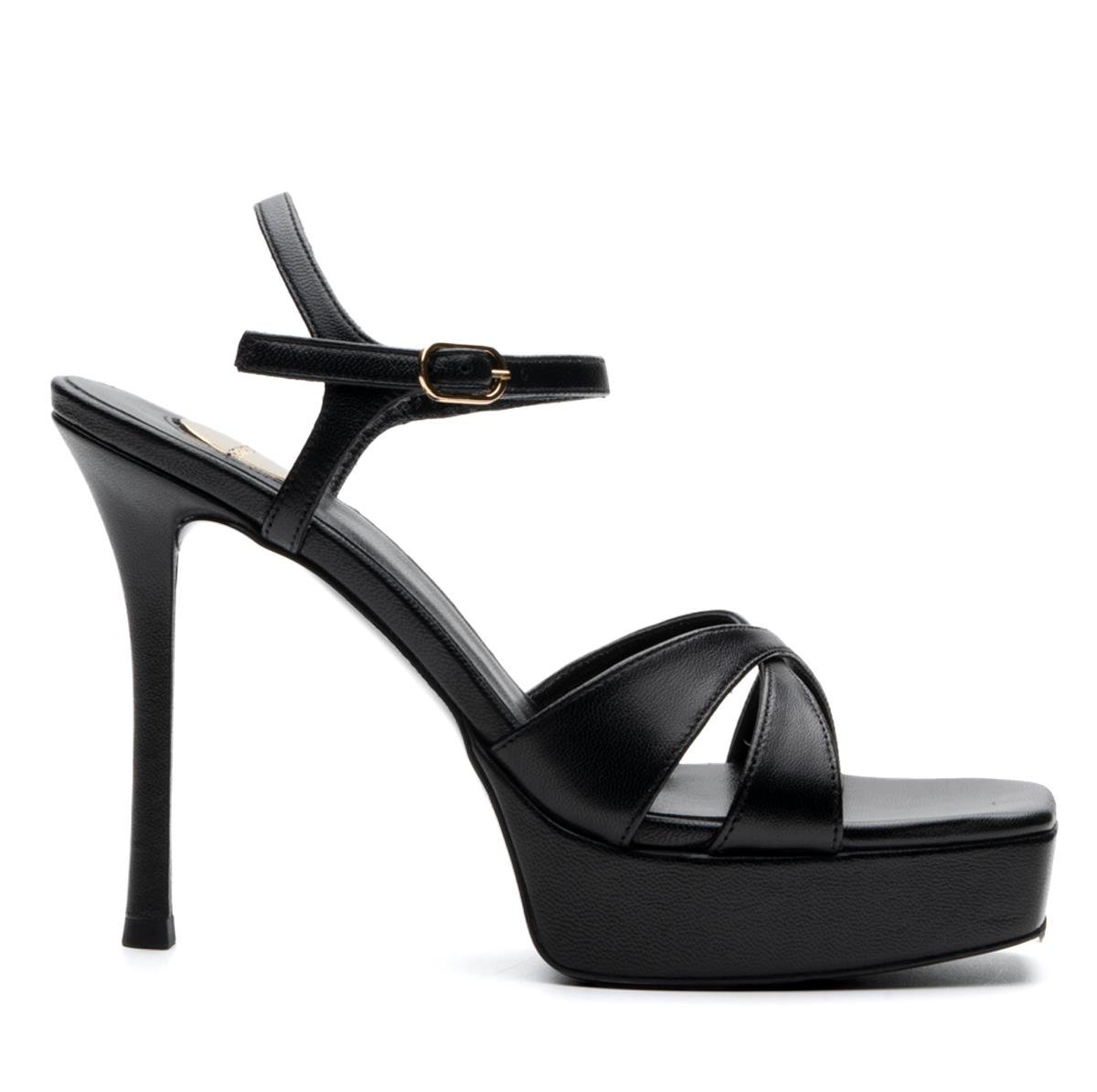 LEVAS SİYAH HAKİKİ DERİ Kadın TOPUKLU SANDALETLEVAS SİYAH HAKİKİ DERİ Kadın TOPUKLU SANDALET