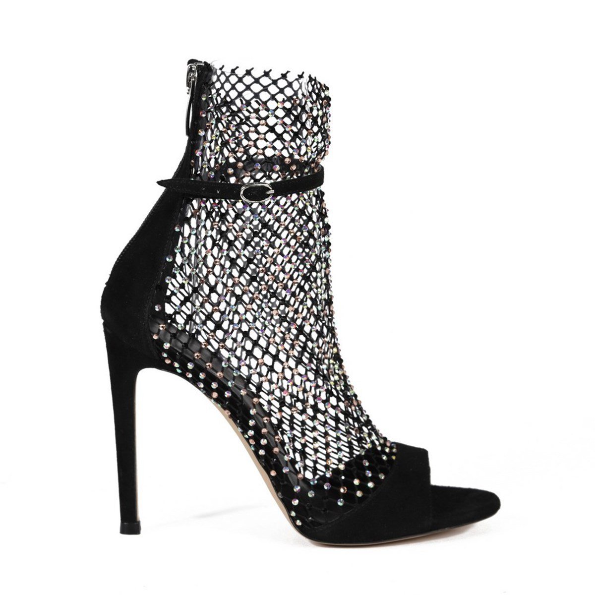 NORIS SİYAH SÜET TAŞLI KADIN TOPUKLUSANDALET