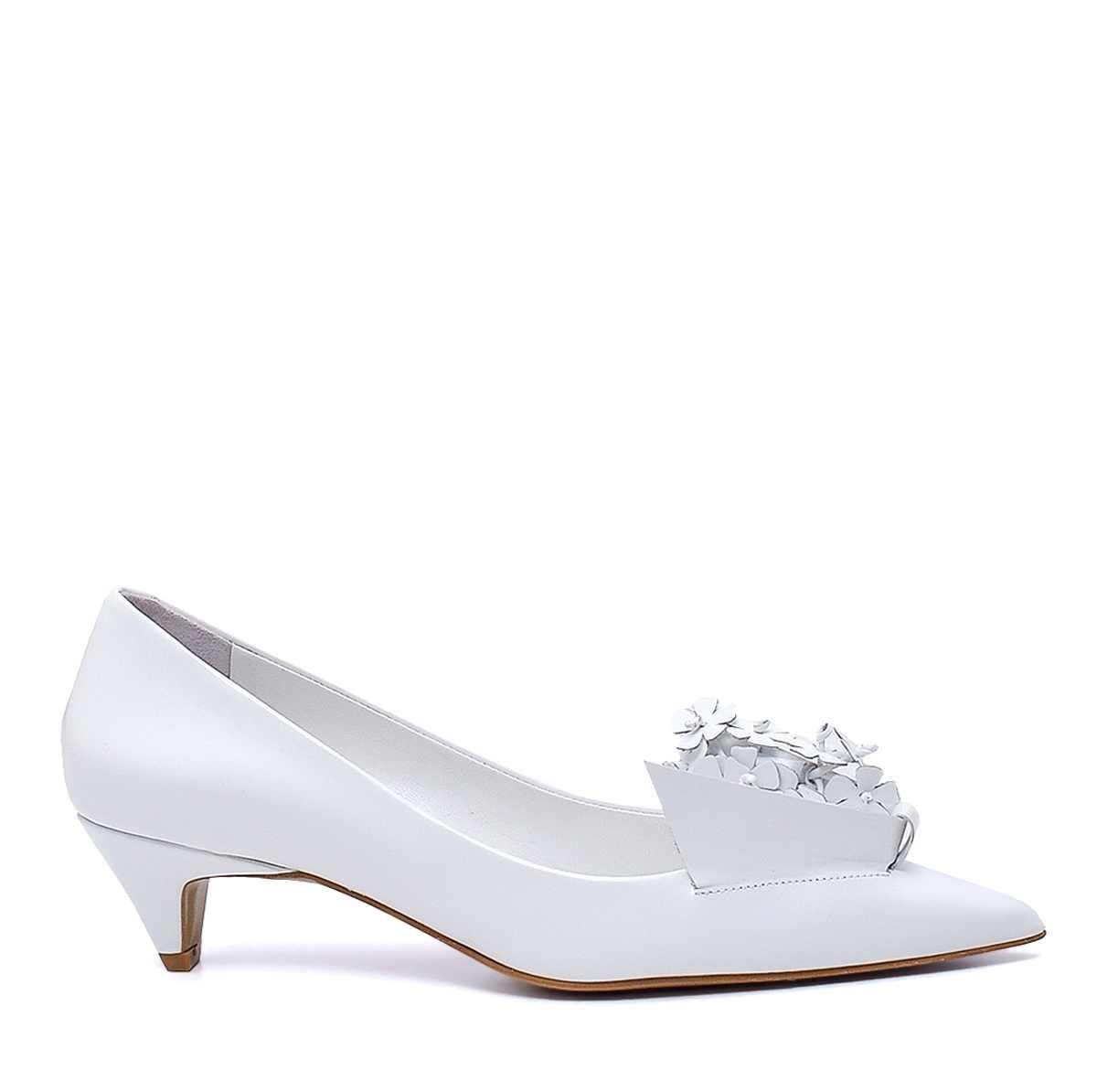 Palme Beyaz Açma Deri  Kadın Stiletto & Abiye