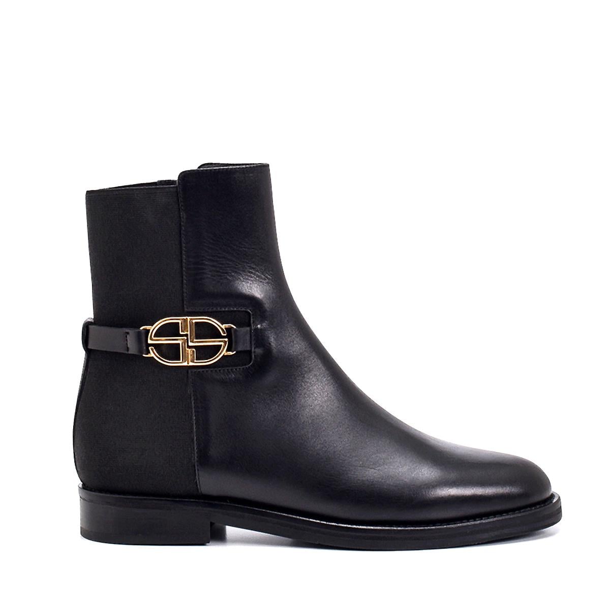 Regna Siyah Deri  Kadın Düz Bot