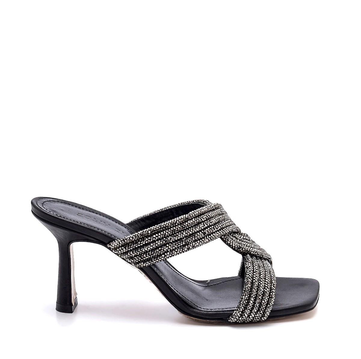 Torstein Siyah  Taşlı Kadın Topuklu Terlik
