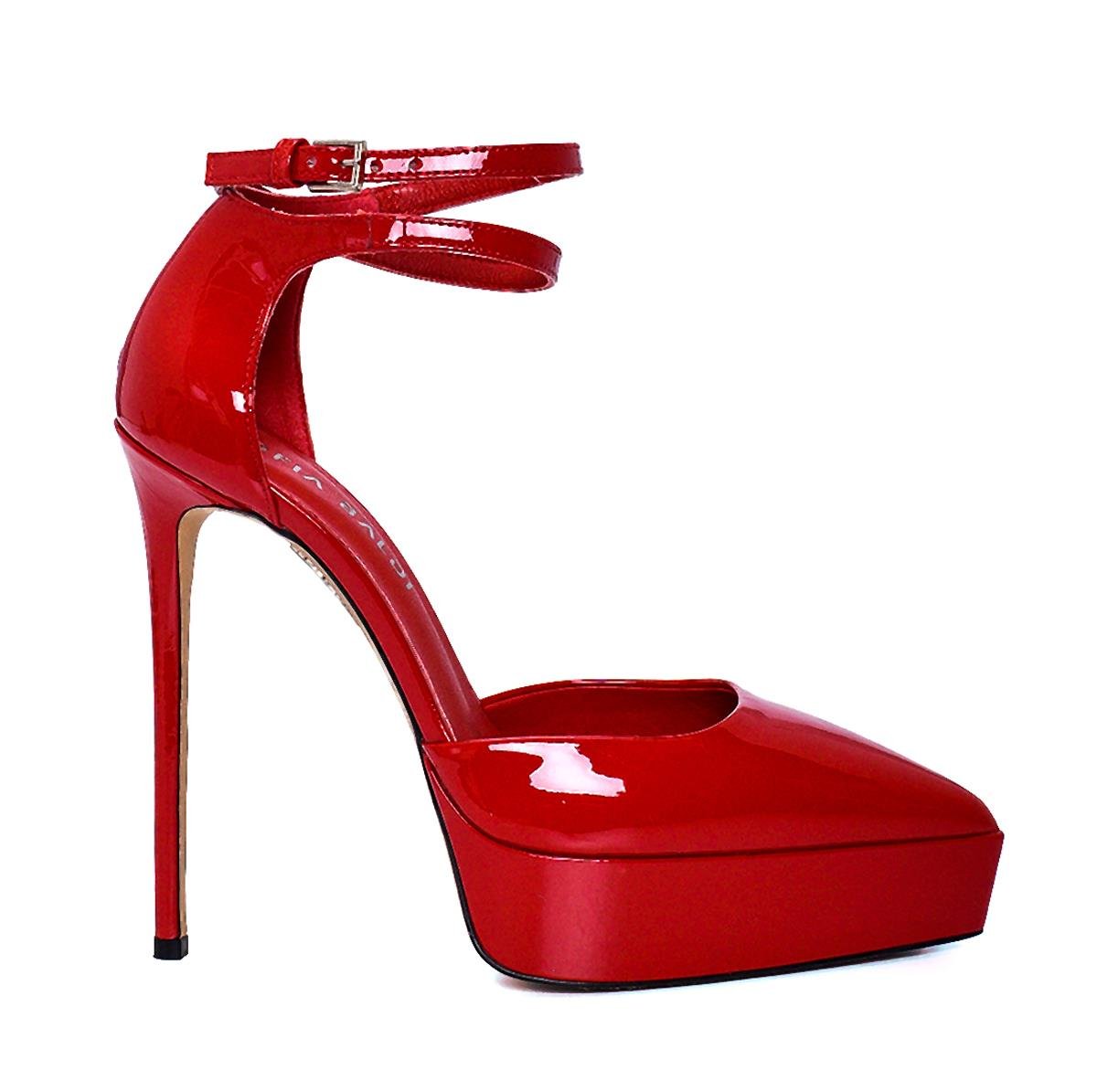 Uruk Kırmızı Deri  Kadın Dolgu Topuk