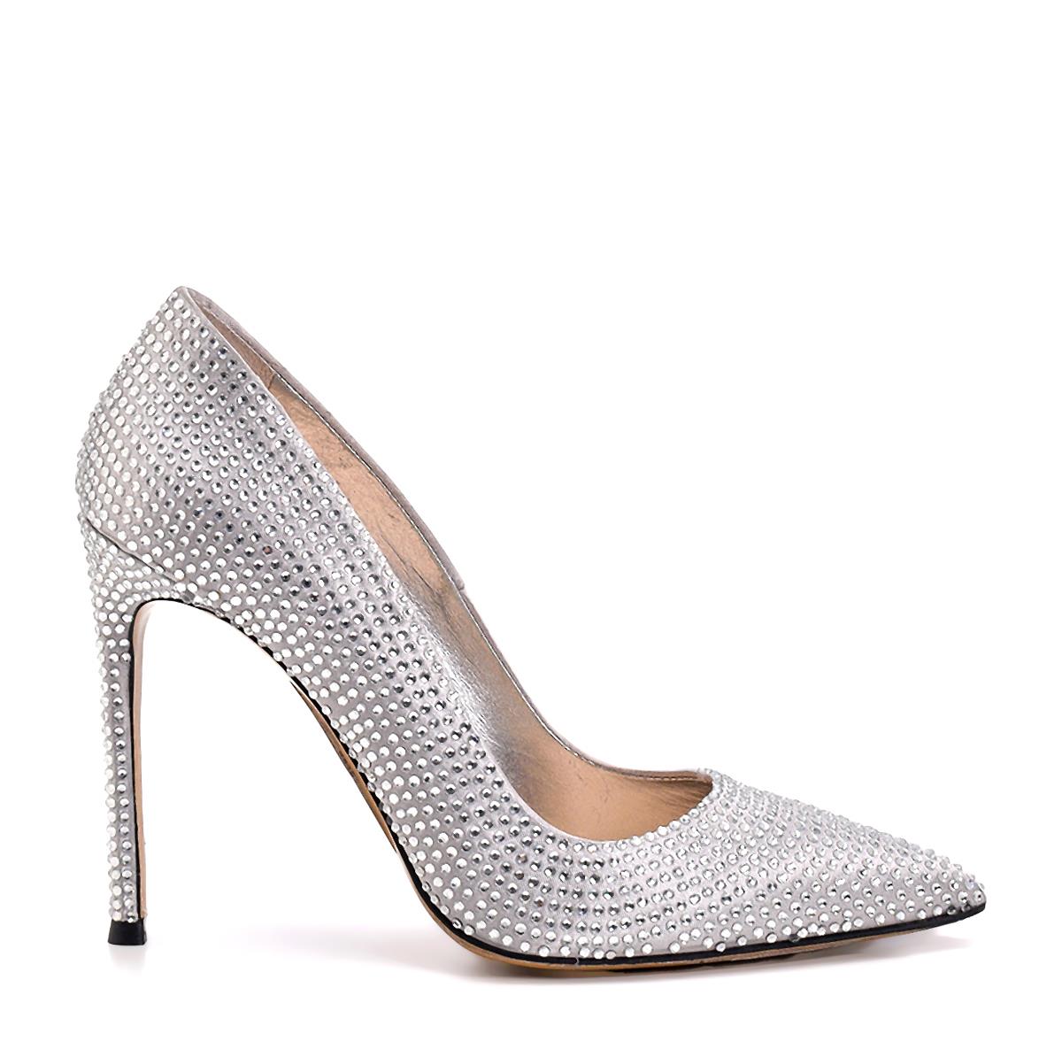 Volla Gümüş Saten  Kadın Stiletto & Abiye