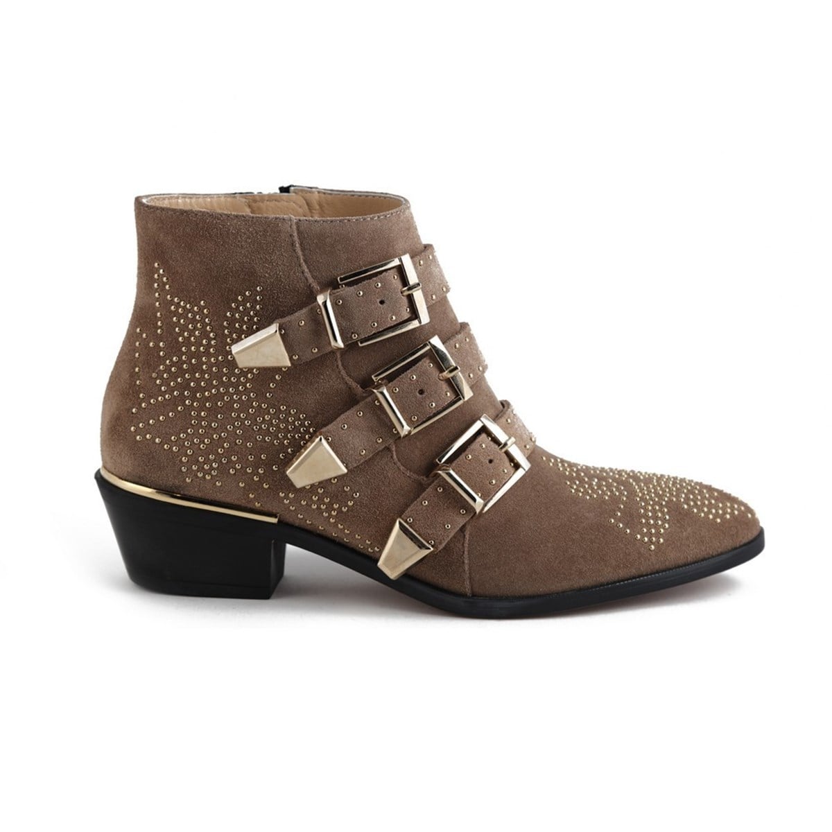 BEGONIA VİZON SÜET GÜMÜŞ PİMLİ KADIN Bootie