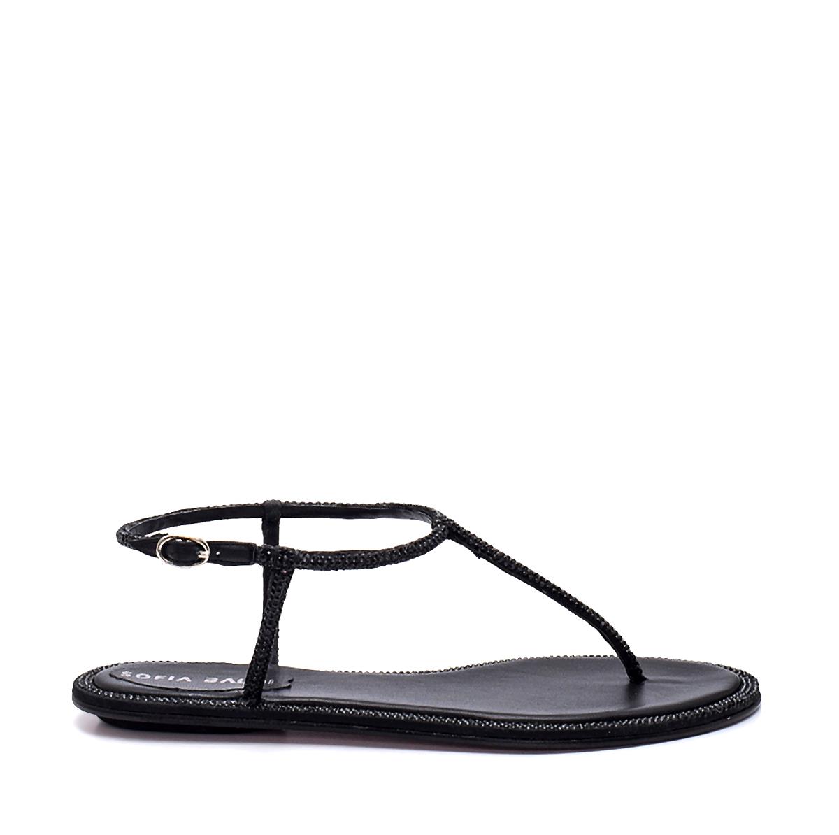 Enna Siyah Deri  Kadın Düz Sandalet