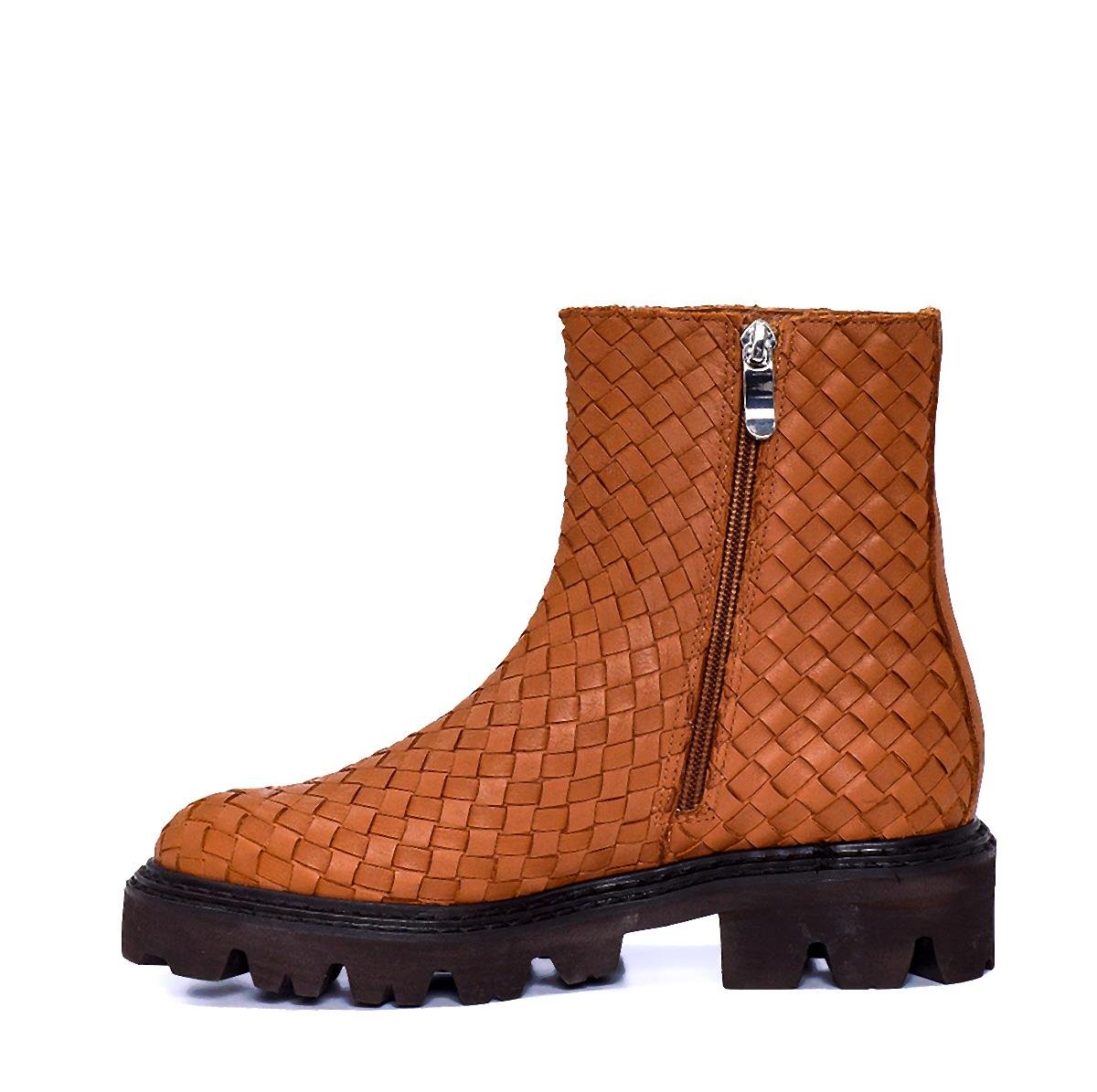 Feny Taba Deri  Kadın Düz Bot