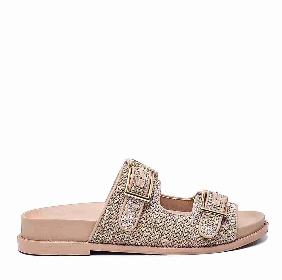 Hare Vizon Hasır  Kadın Düz Terlik