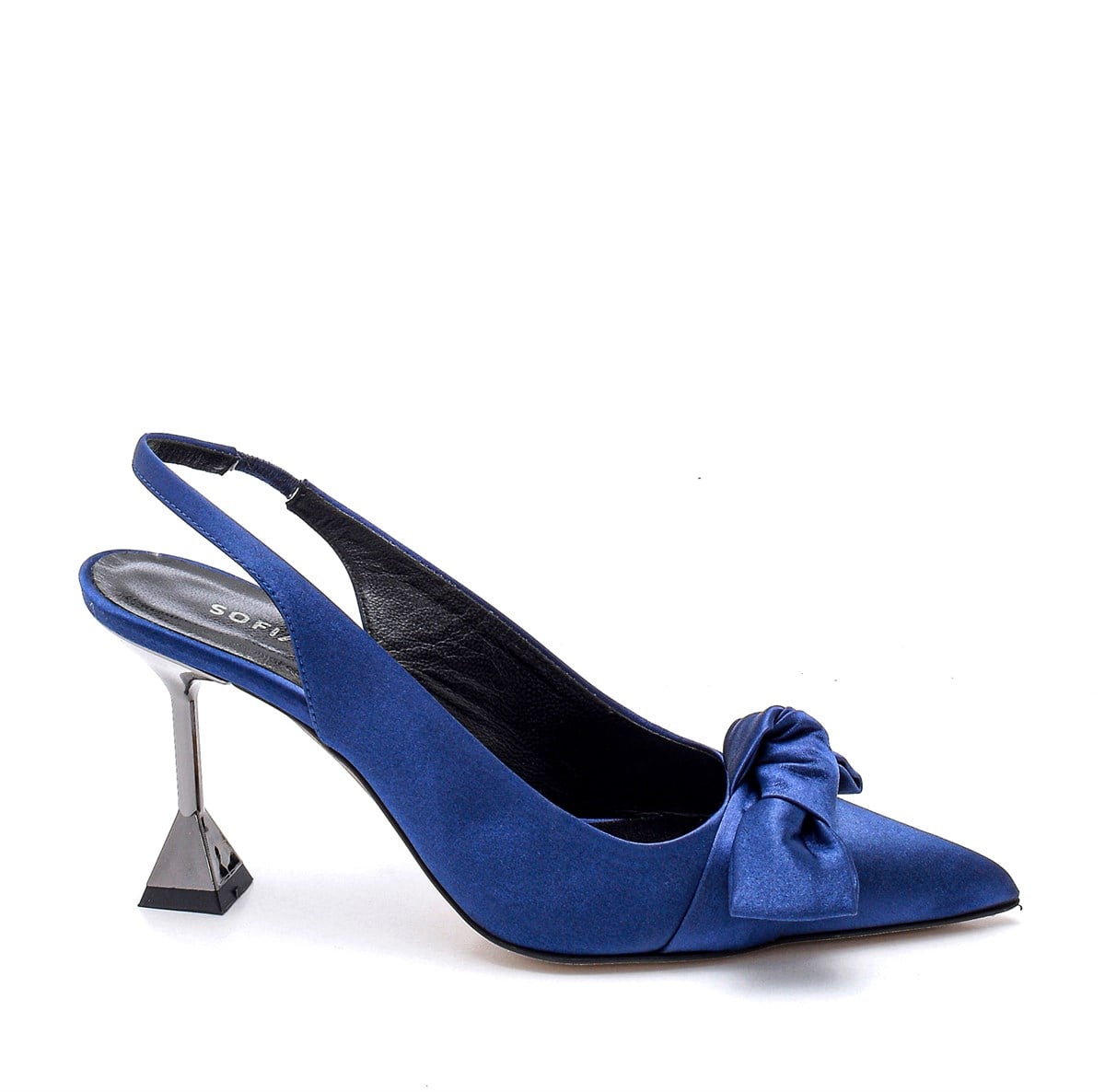 Leaf Lacivert Saten  Kadın Stiletto & Abiye