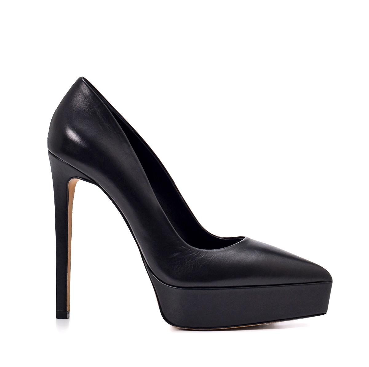 Loraly Siyah Deri  Kadın Stiletto & Abiye
