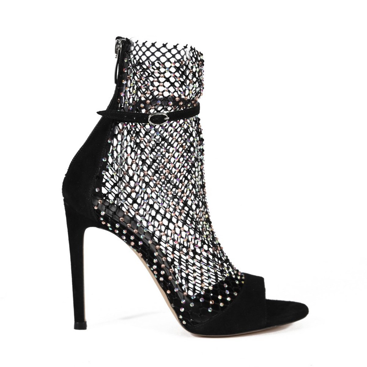 NORIS SİYAH SÜET TAŞLI KADIN TOPUKLUSANDALET