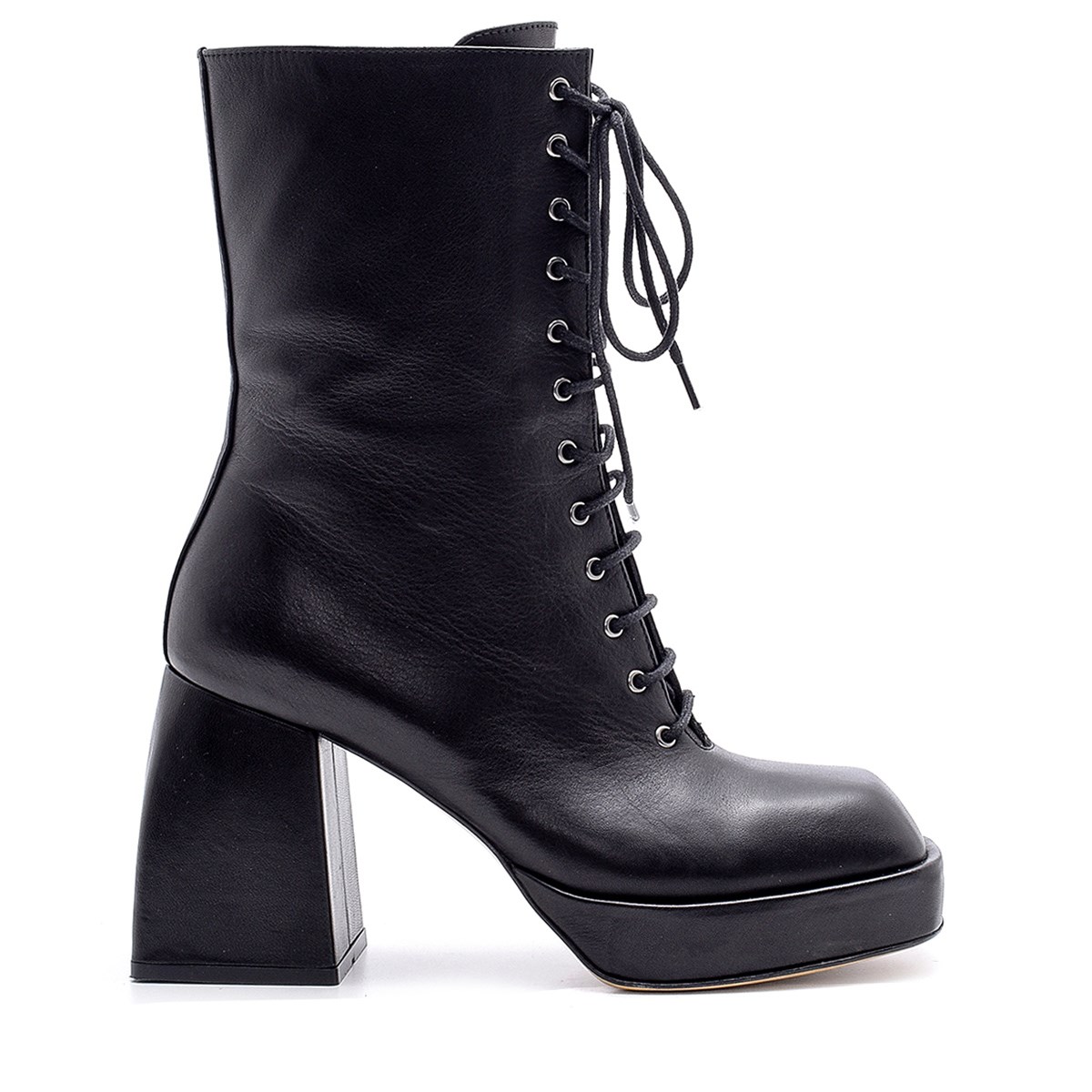 Paraskevı Siyah Deri  Kadın Platform