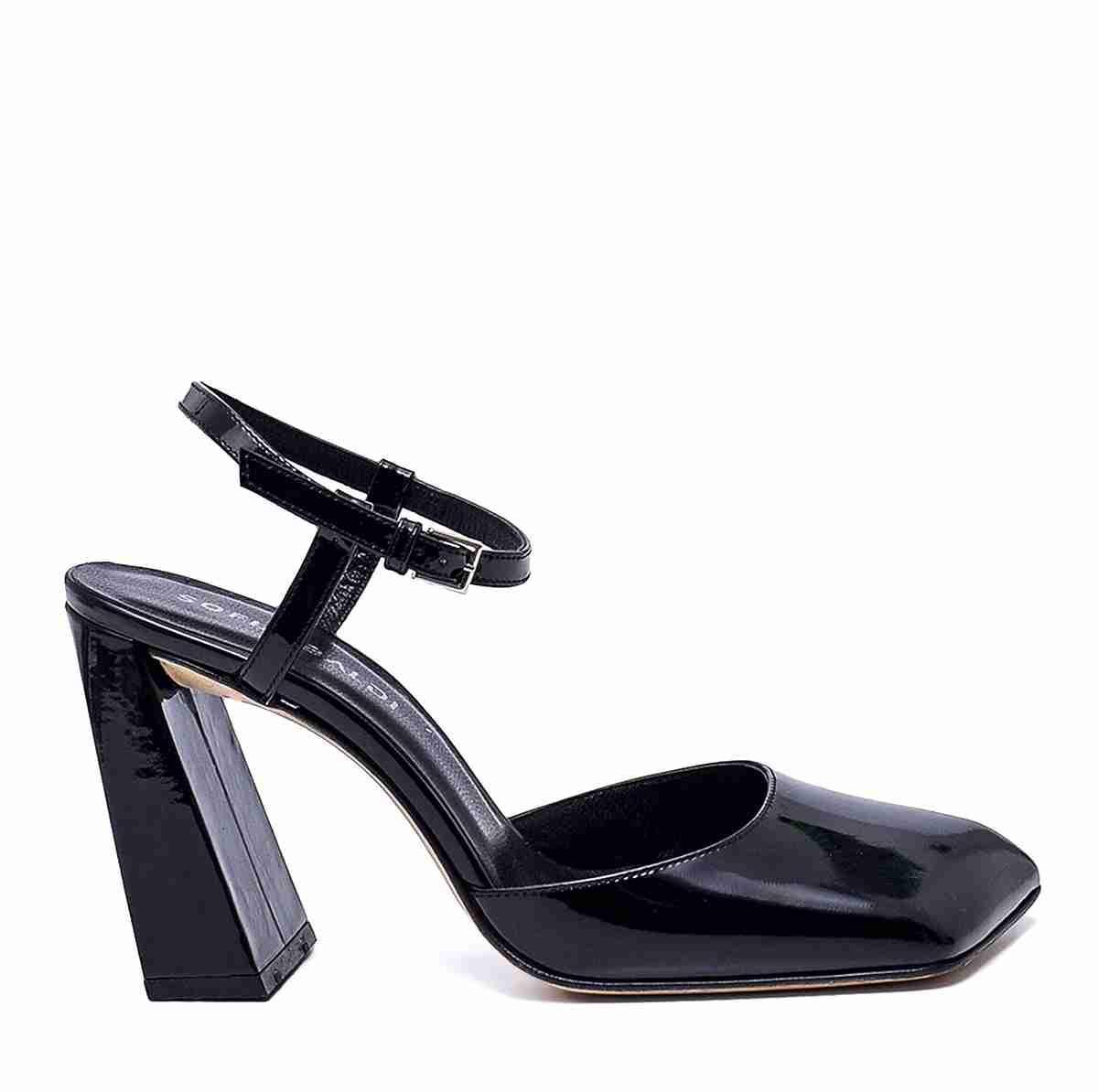 Sampe Siyah Rugan  Kadın Kalın Topuk