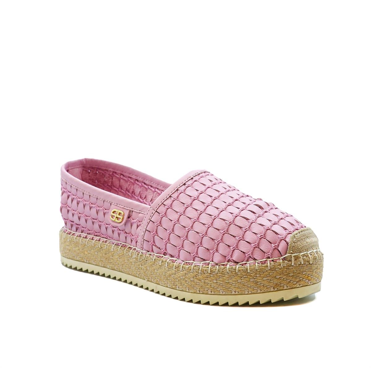 Tyon Pembe Deri  Kadın Espadril