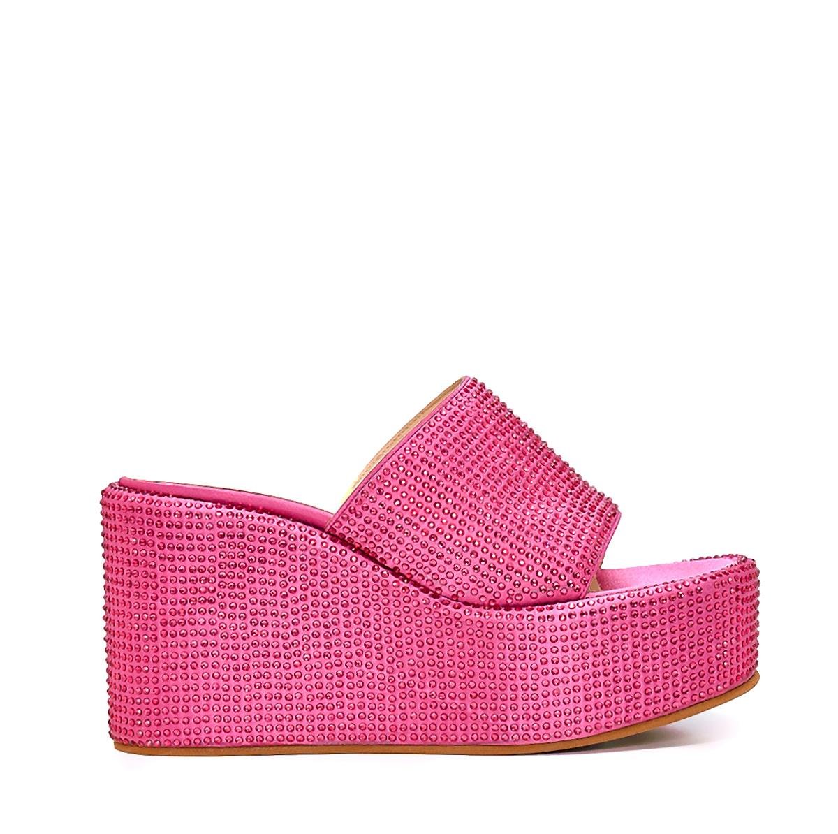 Tyr Fuşya Saten  Kadın Topuklu Terlik