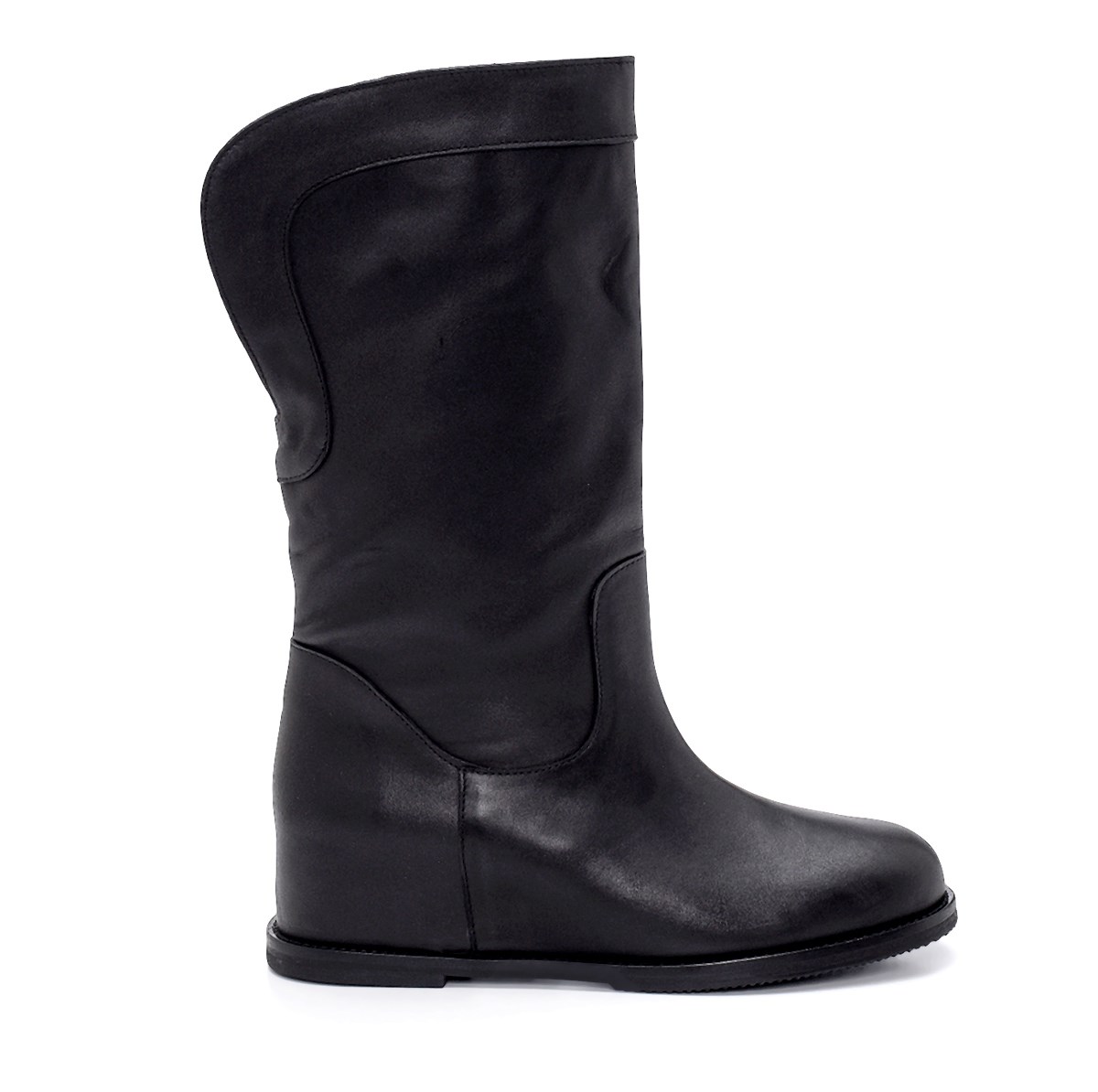 Vaıda Siyah Deri  Kadın Topuklu Bot